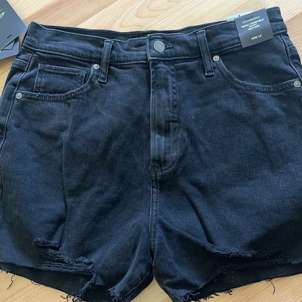 Silver Jeand Black Denim Women's Shorts